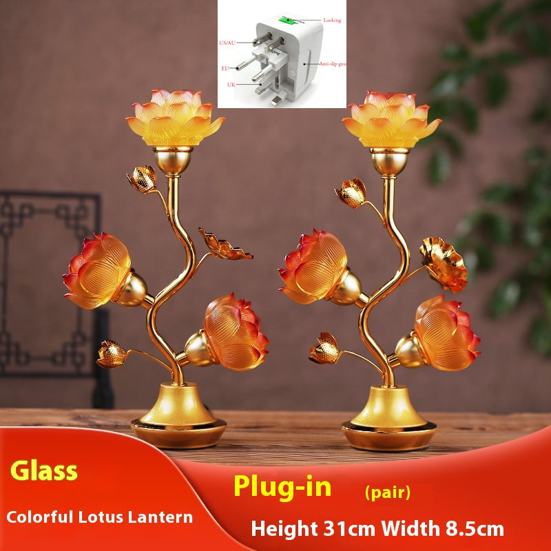 Colorful Lotus Plug-in Three Products Colored Glaze Led Pilot Lamp