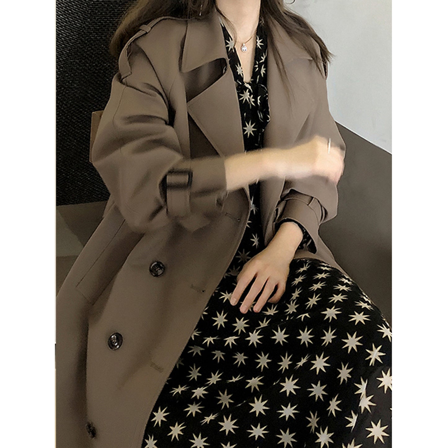 Trench-coat tendance pour femme, manteau croisé, trench-coat coréen pour femme, trench-coat oversize élégant, vêtements de printemps, vêtements pour femmes