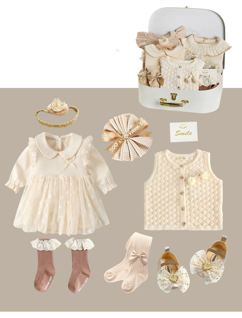 Coffret cadeau nouveau-né costume printemps et été fille bébé cadeau pleine lune