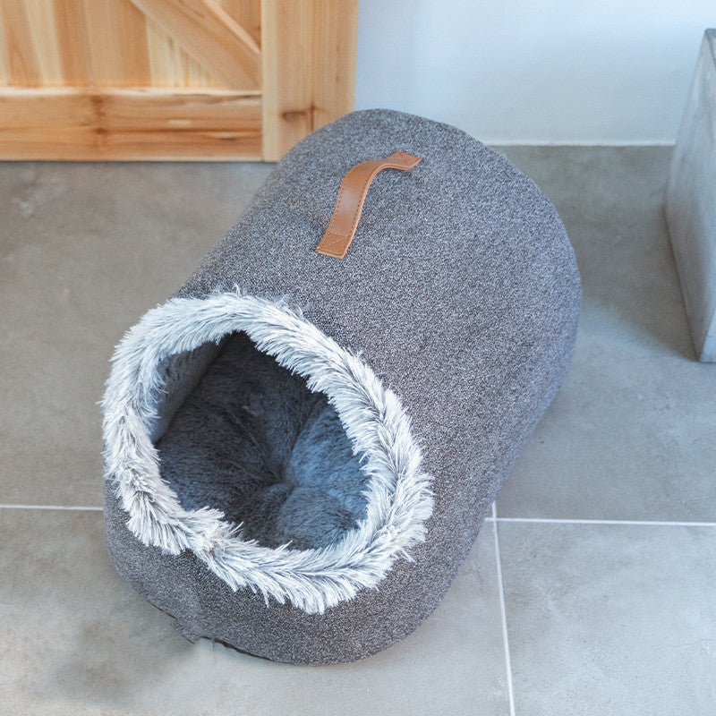 Arena para gatos polar cálida, saco de dormir para gatos cerrado, cama grande para gatos para dormir profundamente en invierno