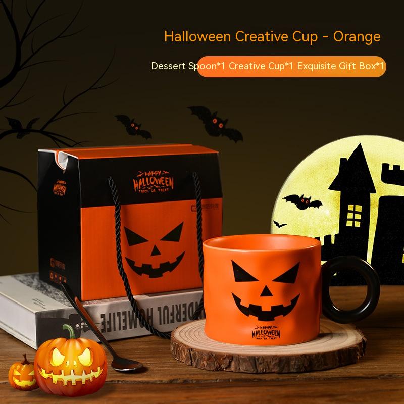 Taza de cerámica de calabaza, recuerdo de fiesta, tazas de cerámica con asa, taza portátil bonita para regalo de Halloween, suministros duraderos para fiesta de Halloween