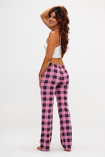 Pantalones estampados a cuadros con cordón para primavera y otoño para mujer, pantalones largos de ocio para el hogar