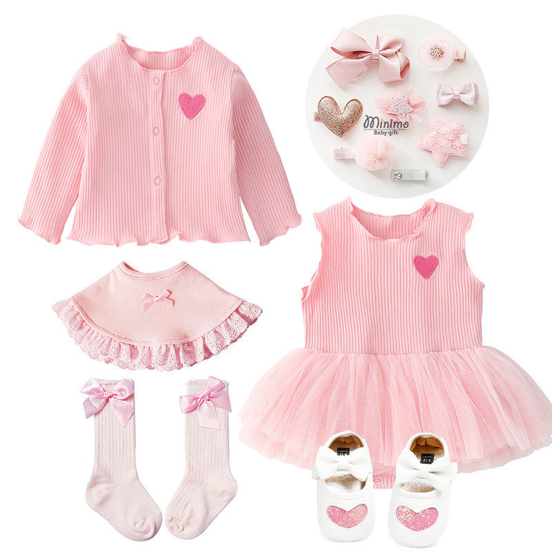 Western Style Sweet And Cute Little Girl Baby Clothes Newborn Suit