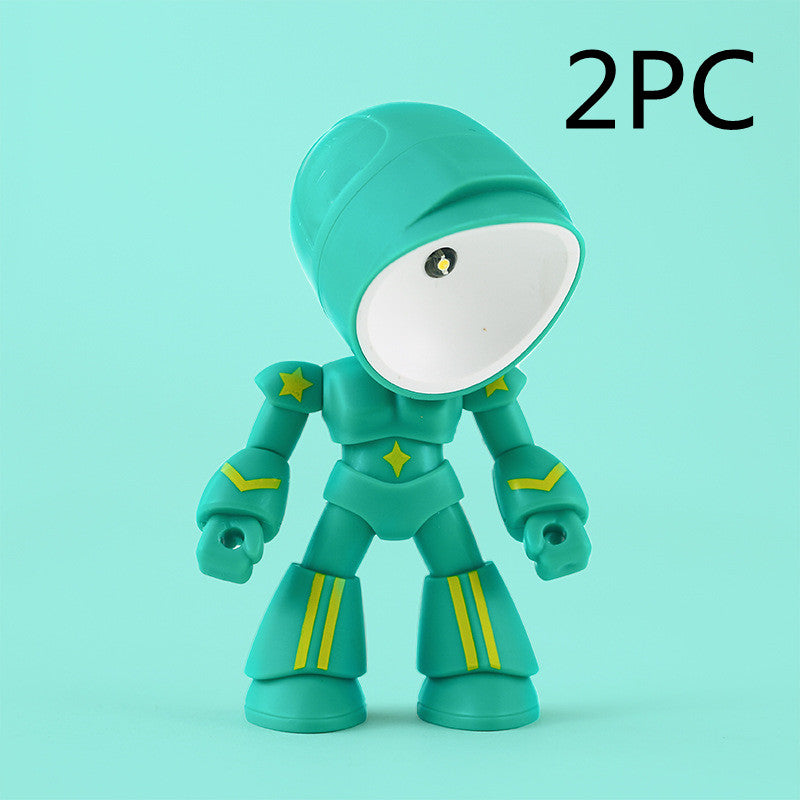 Cute LED Hero Table Lamp Mini Portable Cool Mecha Cute Robot Night Light Bedroom Home Decoration Kids Boys Gifts