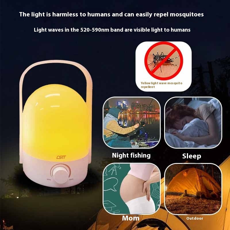 Lámpara LED amarilla recargable para mosquitos en el dormitorio