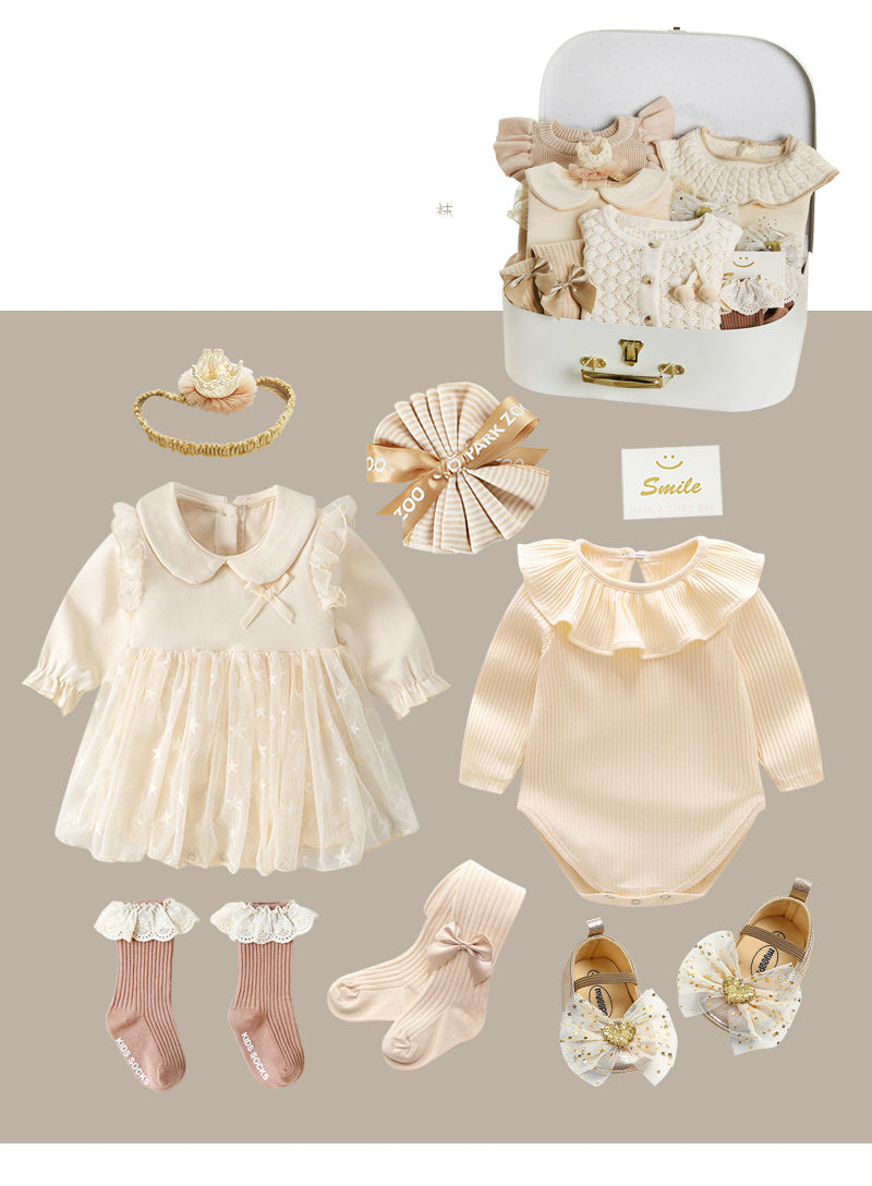 Coffret cadeau nouveau-né costume printemps et été fille bébé cadeau pleine lune