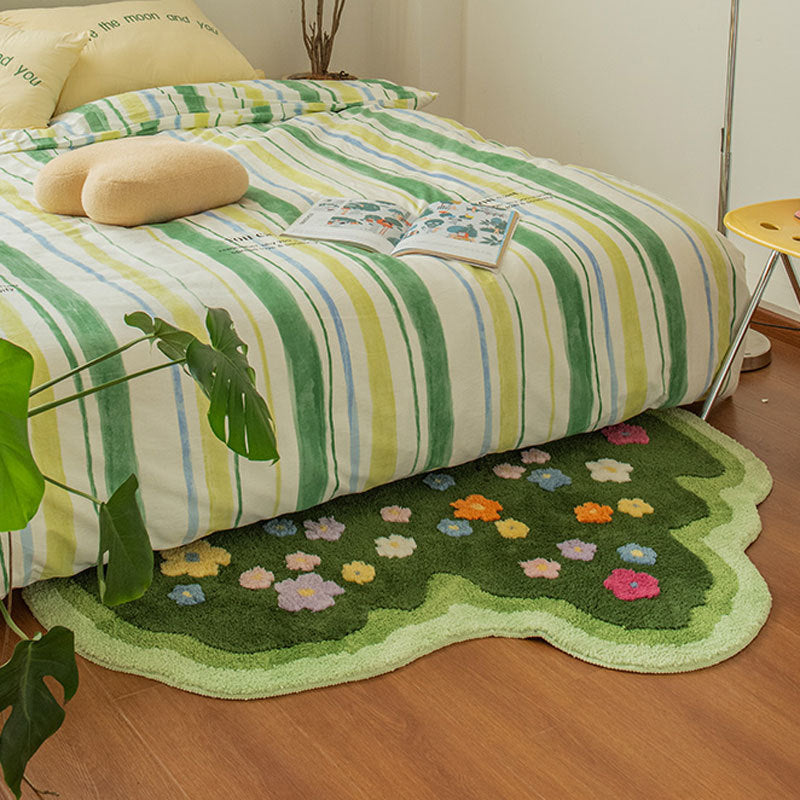 Tapis de salon avec plantes et fleurs, pour chambre à coucher, doux, pour couloir, paillasson esthétique, décoration artistique pour la maison