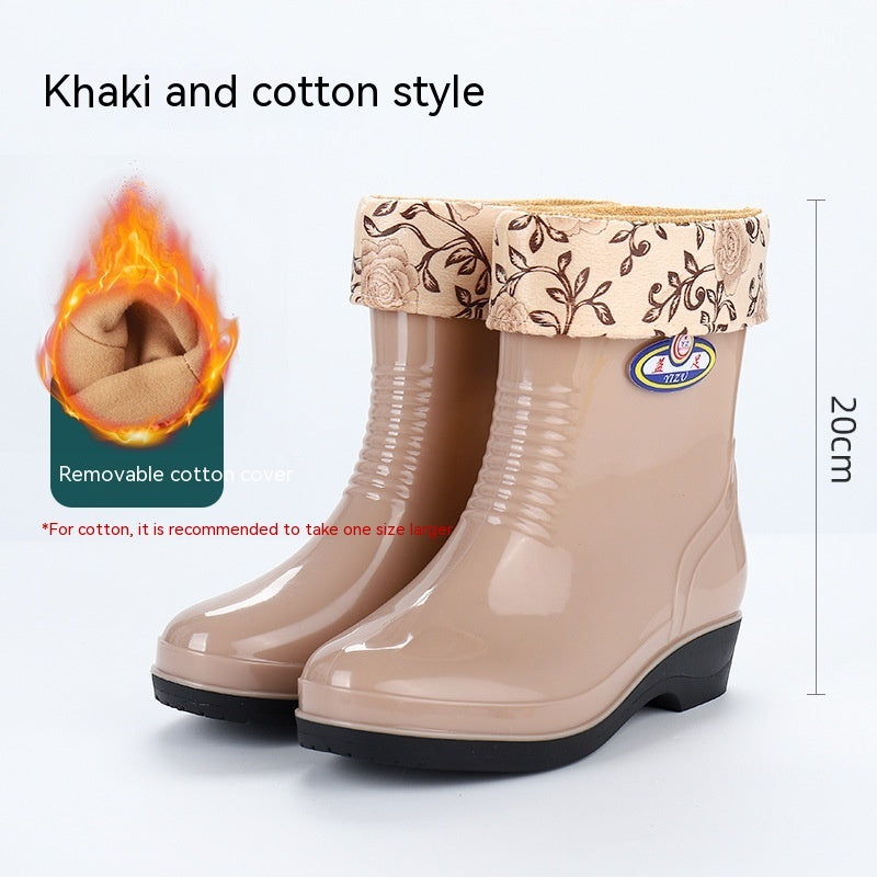 Vêtements de travail Bottes de pluie élégantes imperméables doublées de polaire pour femmes