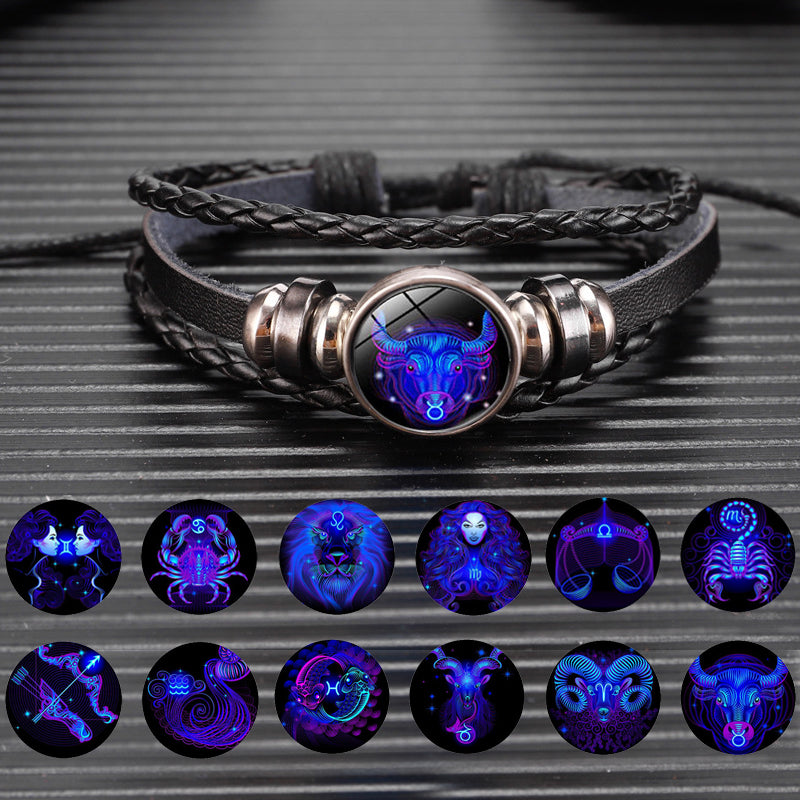 Pulsera de constelación del zodiaco Pulsera de diseño trenzado para hombres, mujeres y niños