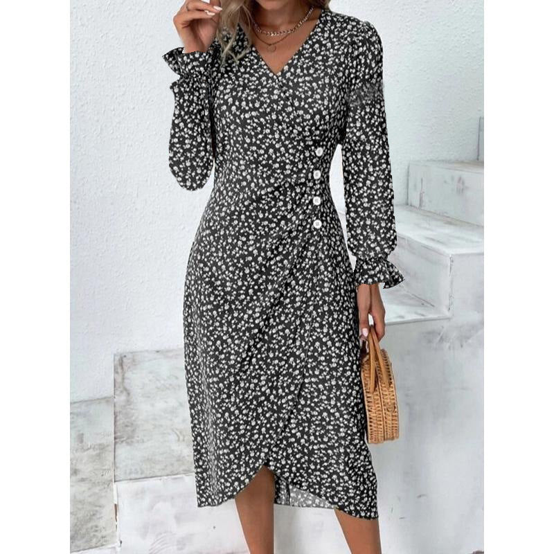 Women's Fashion Puff Sleeve Irregular Dress