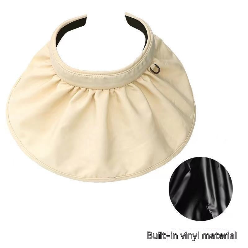 Bonnet en forme de coque en vinyle pour femme, pare-soleil pliable, capuchon supérieur vide à large bord