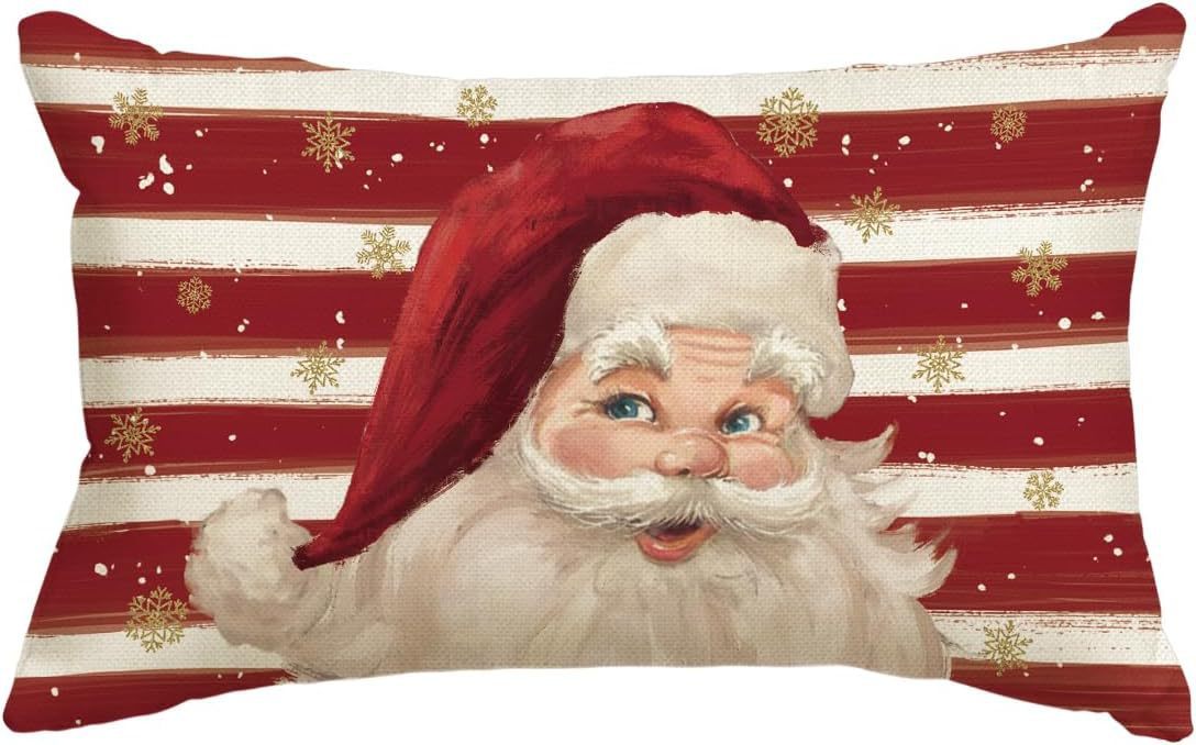 Funda de almohada de lino sencilla para Navidad, decoración para el sofá del hogar