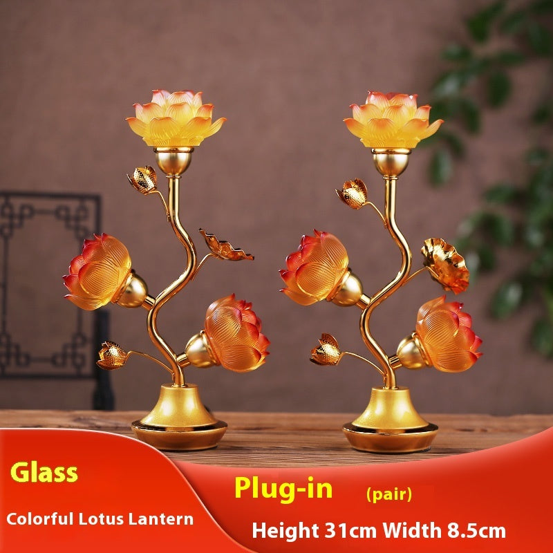 Colorful Lotus Plug-in Three Products Colored Glaze Led Pilot Lamp