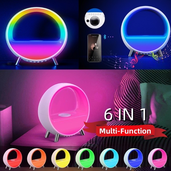 Lámpara de ambiente Altavoz Bluetooth Reloj despertador inteligente Luz nocturna WiFi Luz de despertar Amanecer Lámpara de atardecer