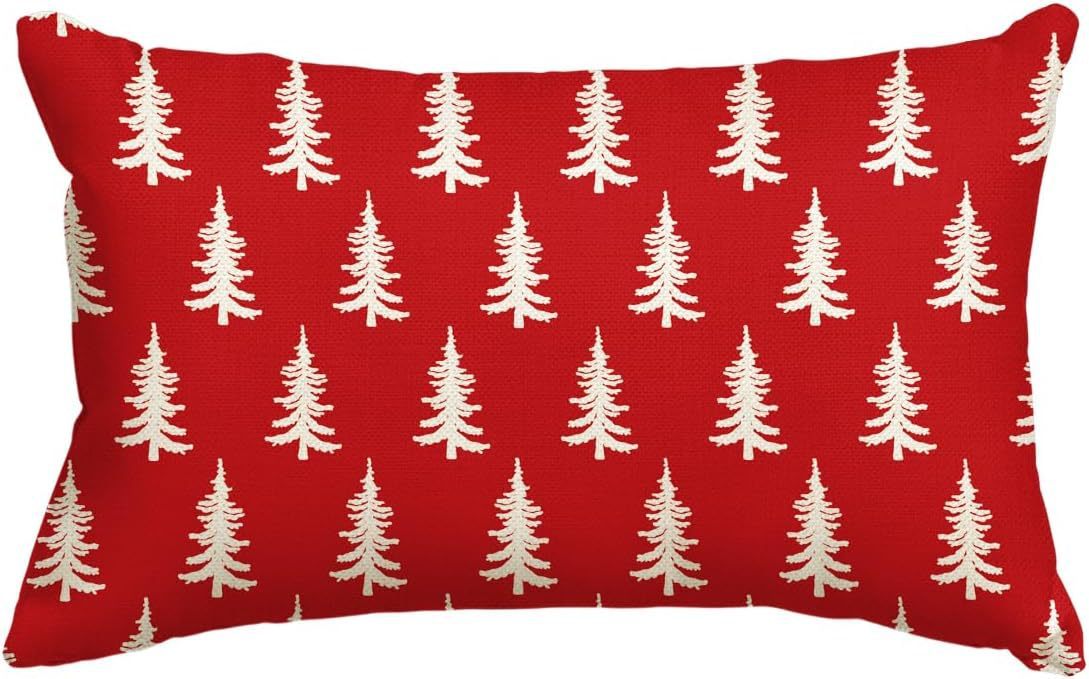 Funda de almohada de lino sencilla para Navidad, decoración para el sofá del hogar