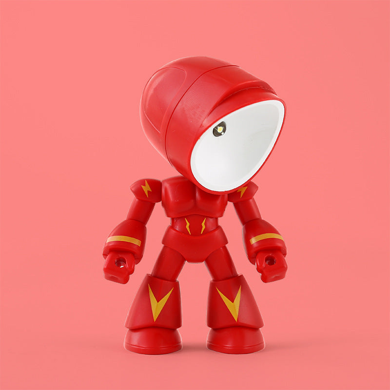 Cute LED Hero Table Lamp Mini Portable Cool Mecha Cute Robot Night Light Bedroom Home Decoration Kids Boys Gifts