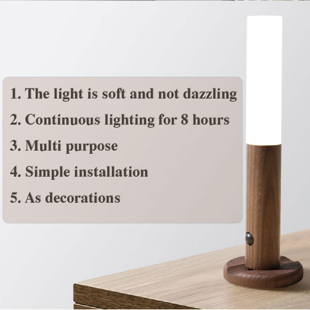 Lampe LED USB magnétique sans fil en bois pour couloirs, porches, détecteur de mouvement PIR, lampe murale pour armoire