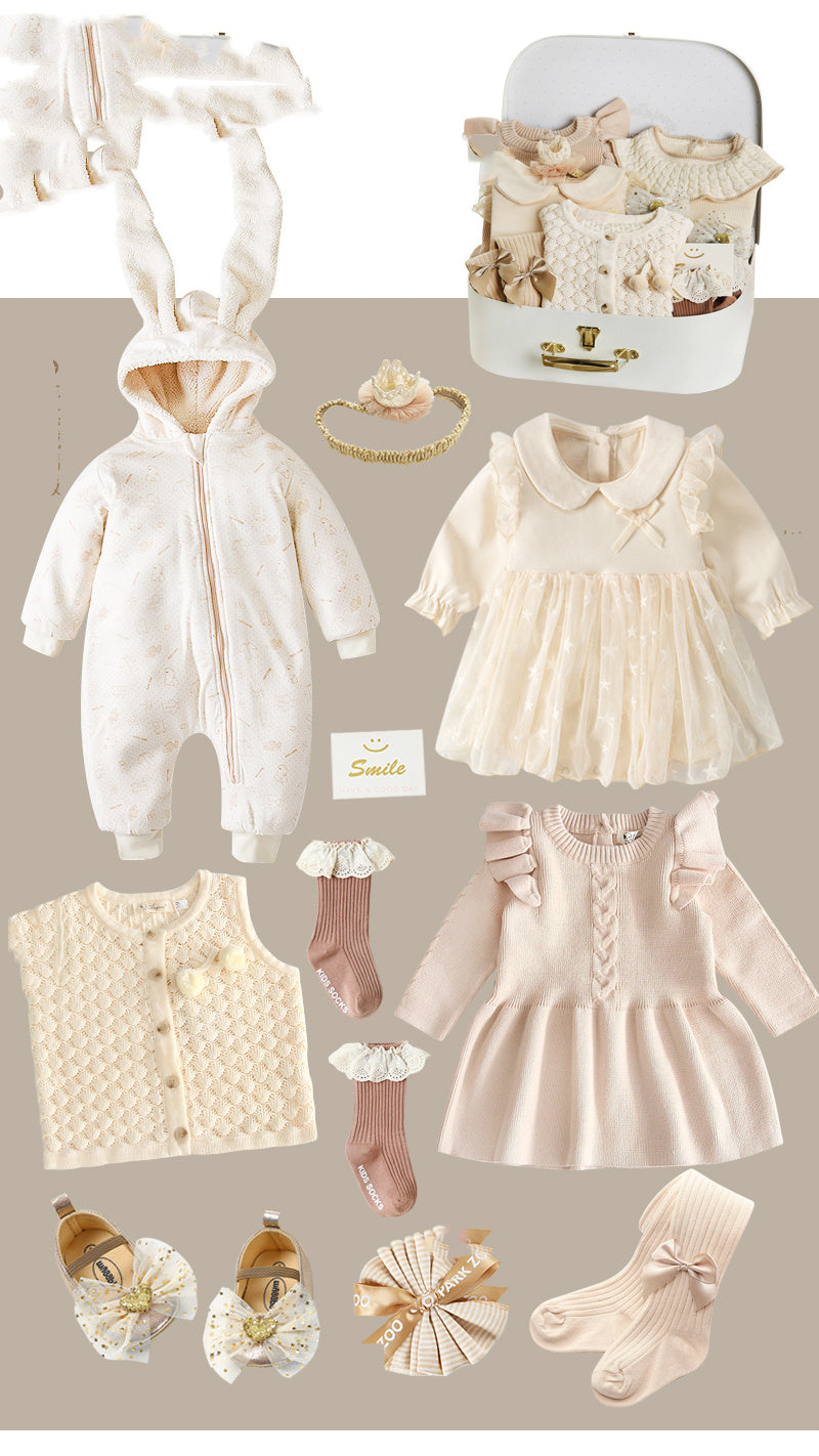 Coffret cadeau nouveau-né costume printemps et été fille bébé cadeau pleine lune