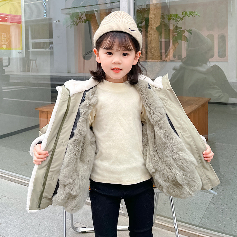 Manteau Fourrure Enfant Tarte Surmontant Mi-long