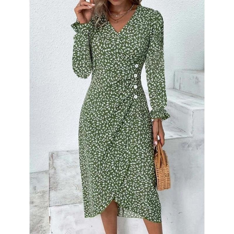 Women's Fashion Puff Sleeve Irregular Dress