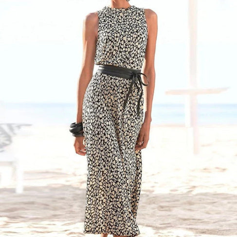 Women's Minimalist Leopard Print Casual Long Dress