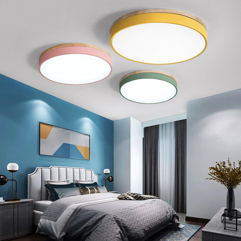 Simple Modern Wooden Lamp Cozy Bedroom Living Room L Round Ceiling