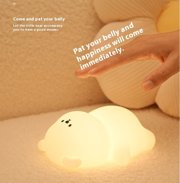 Timing Three-gear Dimming Magic Color RGB Switching Soft Eye Protection With Sleeping Lying Flat Bear Small Night Lamp