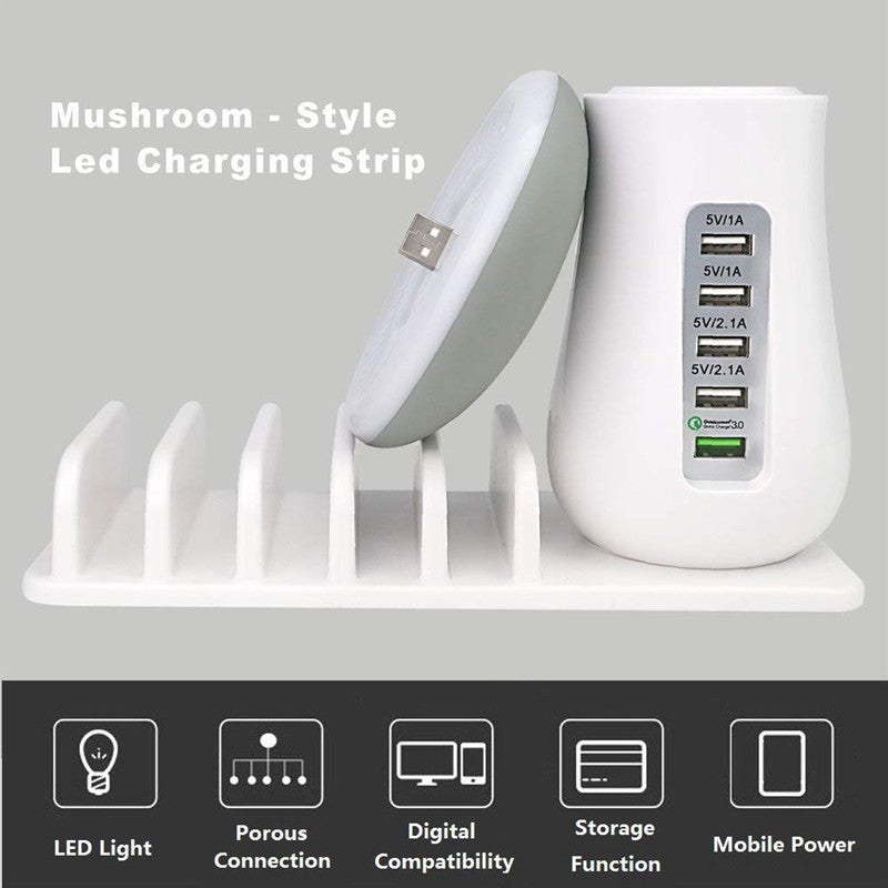 Lampe champignon multifonction 2 en 1, support de lampe LED, chargeur USB, fournitures de bureau et de maison