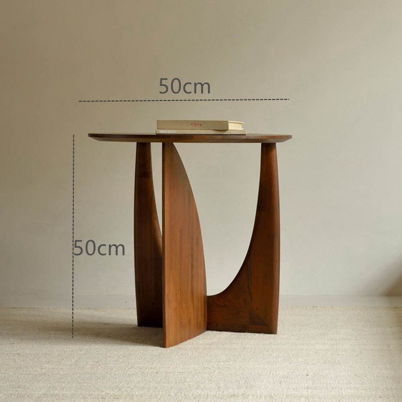 Table d'appoint ronde en bois massif Table d'angle design géométrique Table de chevet noire