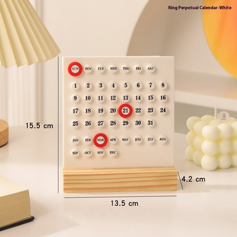 Creative Wooden Calendar Office Desktop Home Study Living Room Decoration