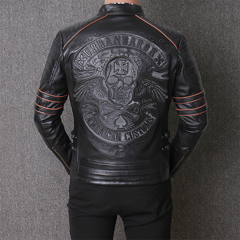 Vêtements en cuir véritable Harley Vêtements de moto pour hommes Coupe ajustée