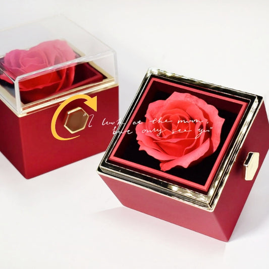 Caja de regalo giratoria con forma de rosa y flor de jabón, caja de embalaje de joyería con forma de rosa giratoria creativa, regalo del Día de San Valentín para mujer