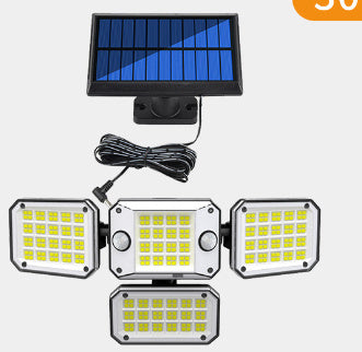 Solar Wall Lamp Dual Human Body Induction Multi-angle Garden Lamp