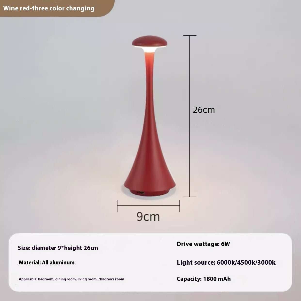 Portable Rechargeable Aluminum Table Lamp Bedroom Bedside Ambience Light