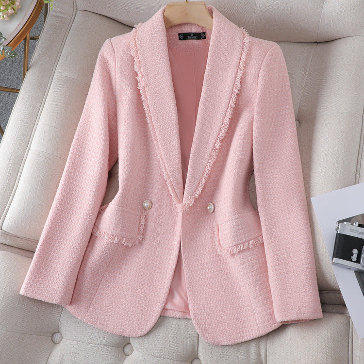 White Classic Style High-grade Temperament Tweed Coat