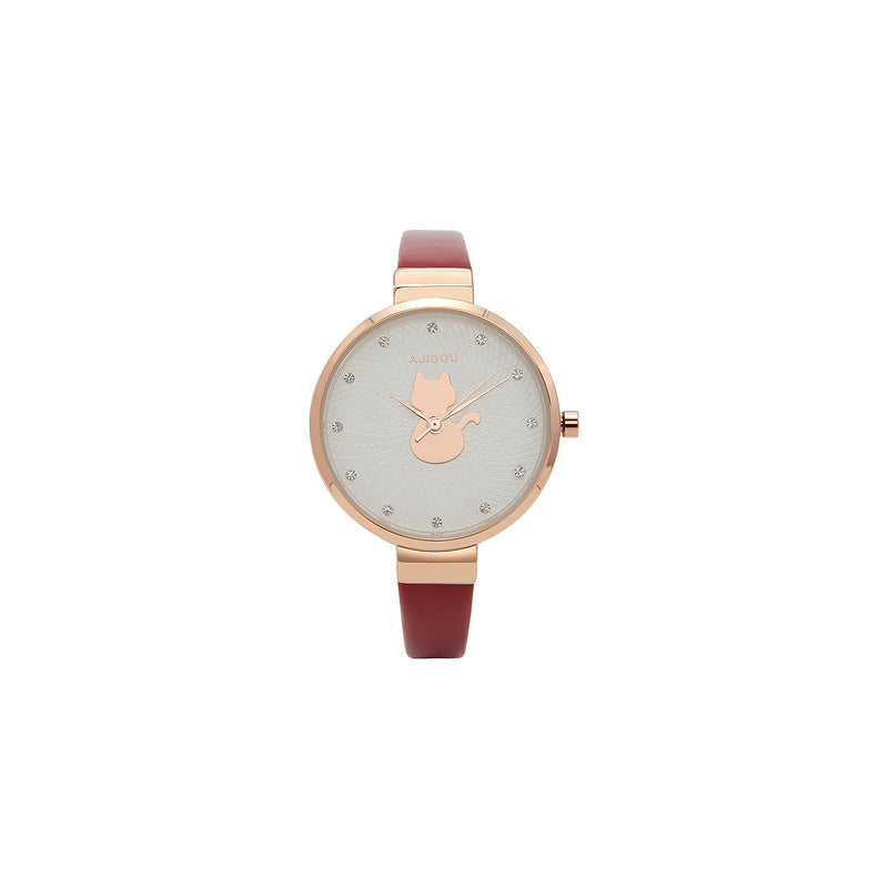 Simple gato dial lindo reloj chica dibujos animados estudiante reloj moda mujer reloj