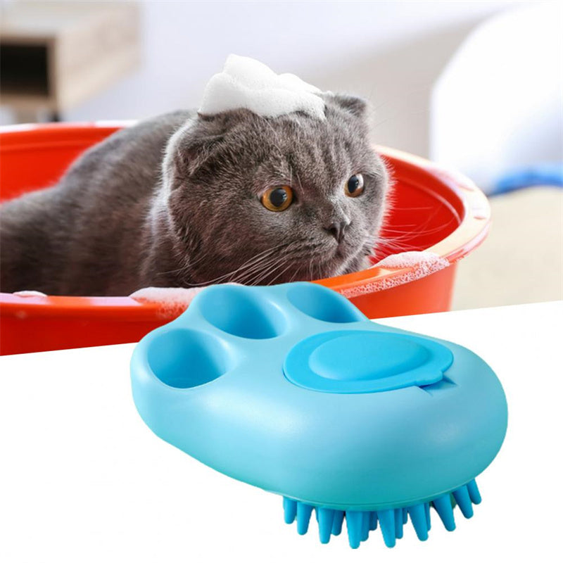 Cepillo de baño duradero con forma de pata de gato, espuma fina, ahorro de mano de obra, forma de dibujos animados, cepillo para el cuidado del cabello para mascotas, perro, gato, peine reutilizable para el pelo de perro, productos para mascotas