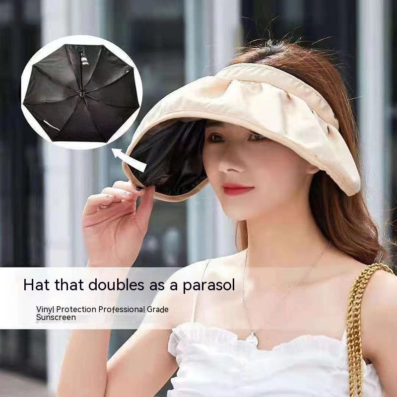 Bonnet en forme de coque en vinyle pour femme, pare-soleil pliable, capuchon supérieur vide à large bord