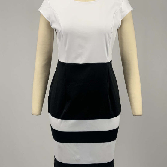 Robe d'affaires pour femmes, ensemble deux pièces, taille haute, coupe ajustée, couleurs contrastées, pour les déplacements professionnels