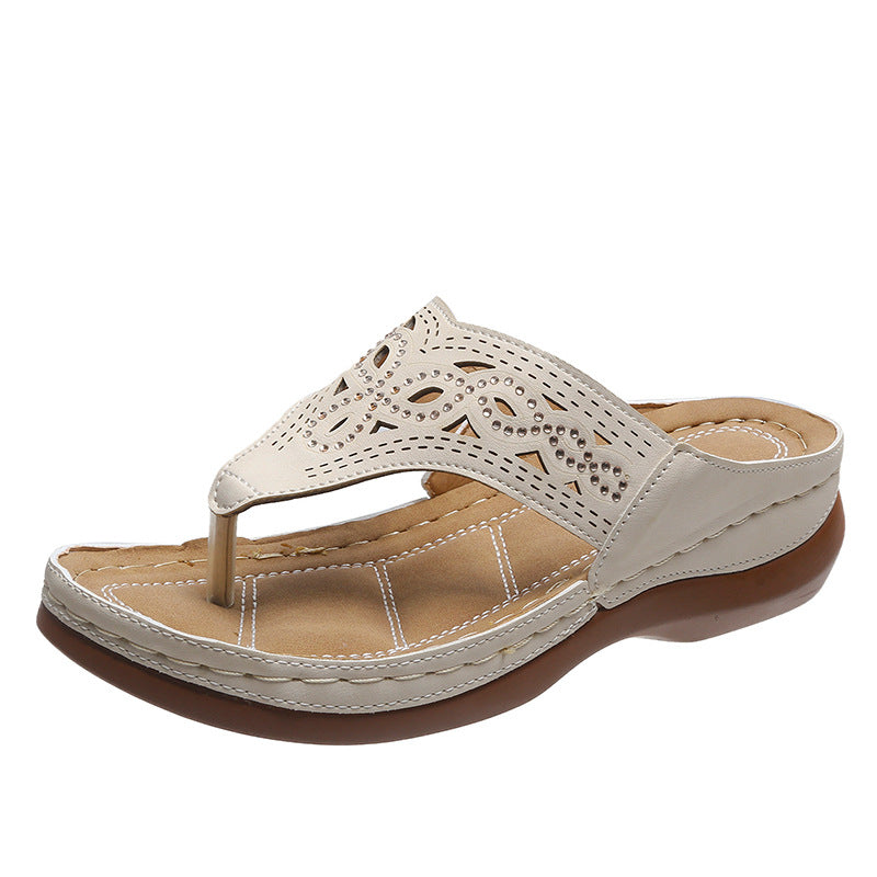 Sandalias de cuña con punta de clip para mujer, chanclas de verano, zapatillas, zapatos de playa