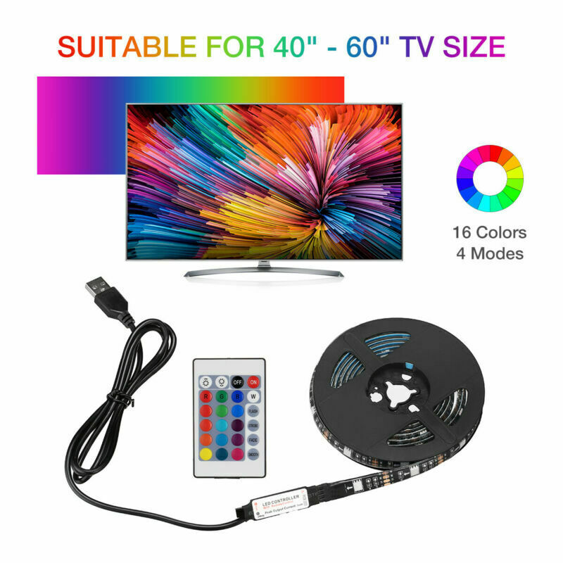 4x50CM USB 5V RGB LED bande lumière de fond Kit à distance pour lampe d'ordinateur TV