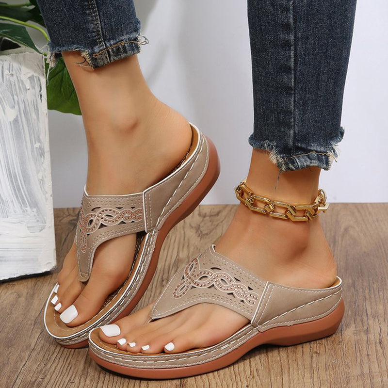 Sandalias de cuña con punta de clip para mujer, chanclas de verano, zapatillas, zapatos de playa