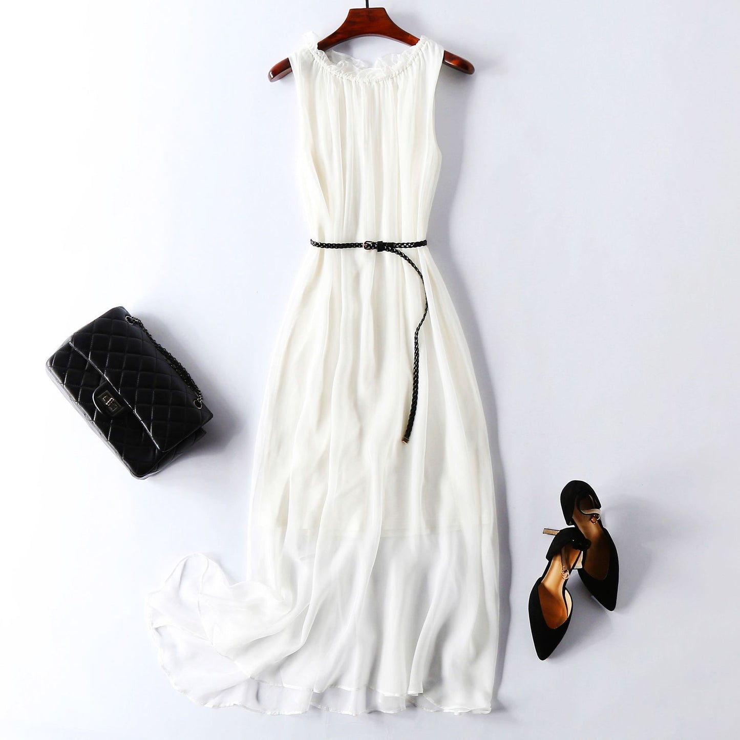 Elegance Sleeveless Holiday Slim Looking Vest Dress