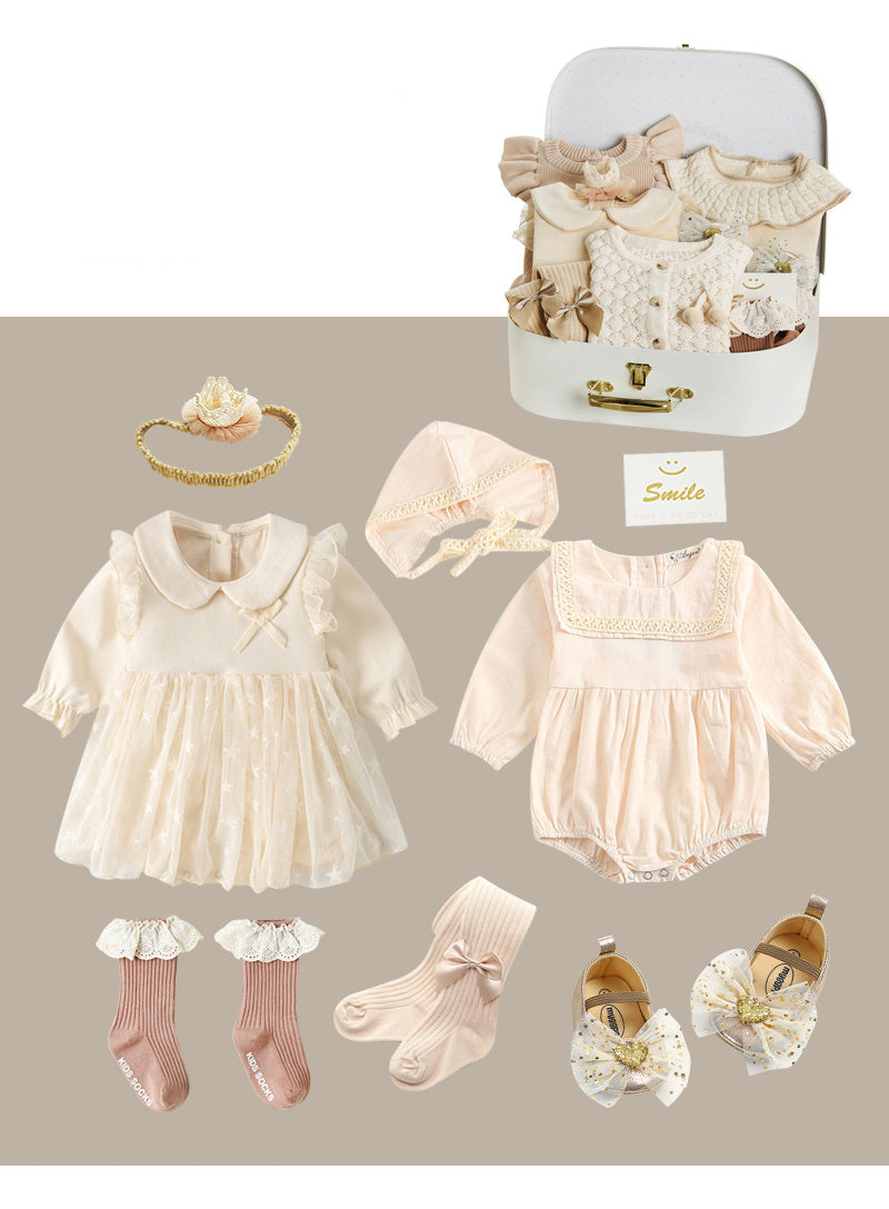 Coffret cadeau nouveau-né costume printemps et été fille bébé cadeau pleine lune