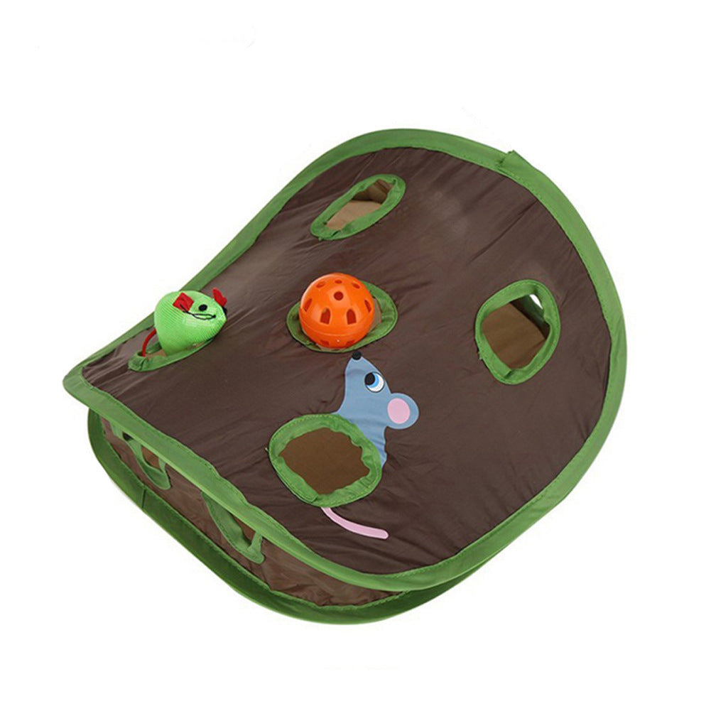 Jeu de cache-cache interactif pour chat mignon, Tunnel à 9 trous, souris, chasse, jouet d'intelligence, trou caché, chaton, jouets pliables