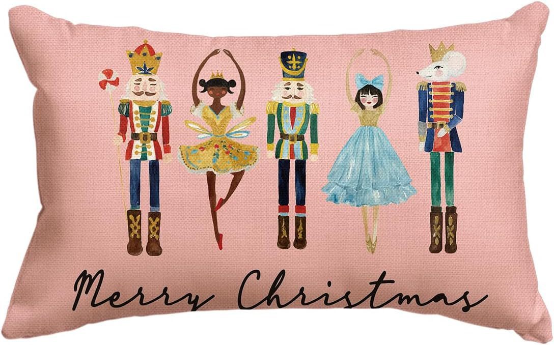 Funda de almohada de lino sencilla para Navidad, decoración para el sofá del hogar