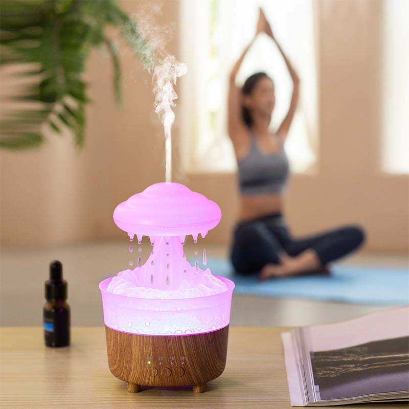 Humidificador de luz nocturna con nube de lluvia, con sonido de gota de agua de lluvia y luz Led de 7 colores, difusor de aceites esenciales para aromaterapia, 2023