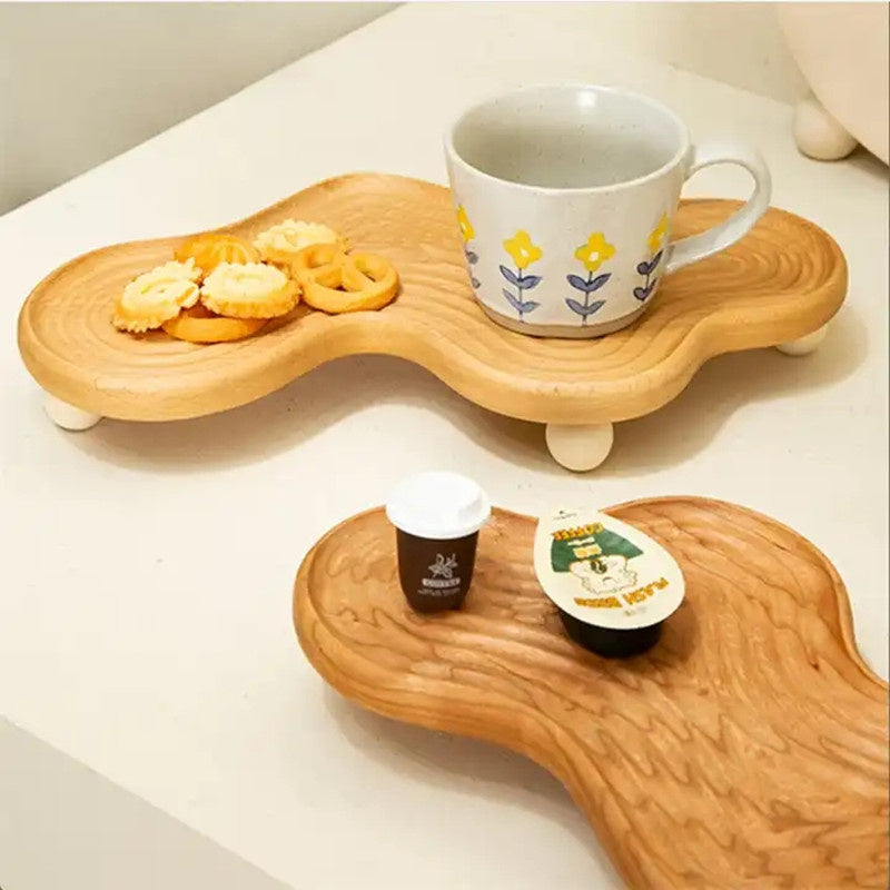 Bandeja de almacenamiento de adornos decorativos de estilo minimalista moderno y creativo de madera de haya para el hogar