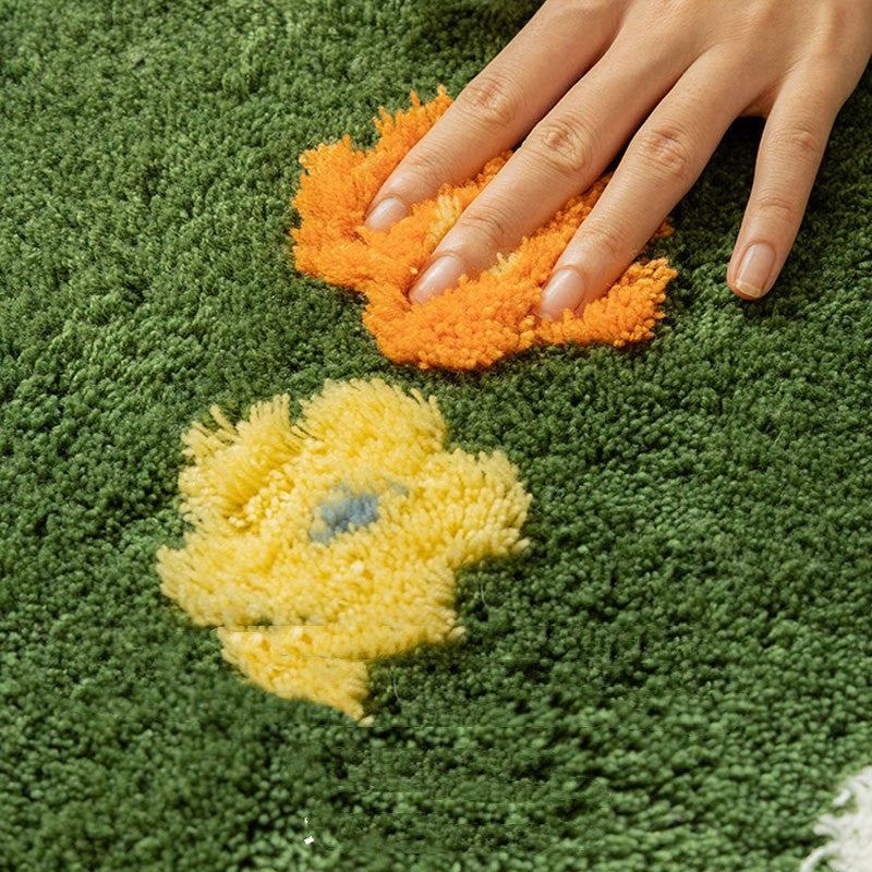 Tapis de salon avec plantes et fleurs, pour chambre à coucher, doux, pour couloir, paillasson esthétique, décoration artistique pour la maison