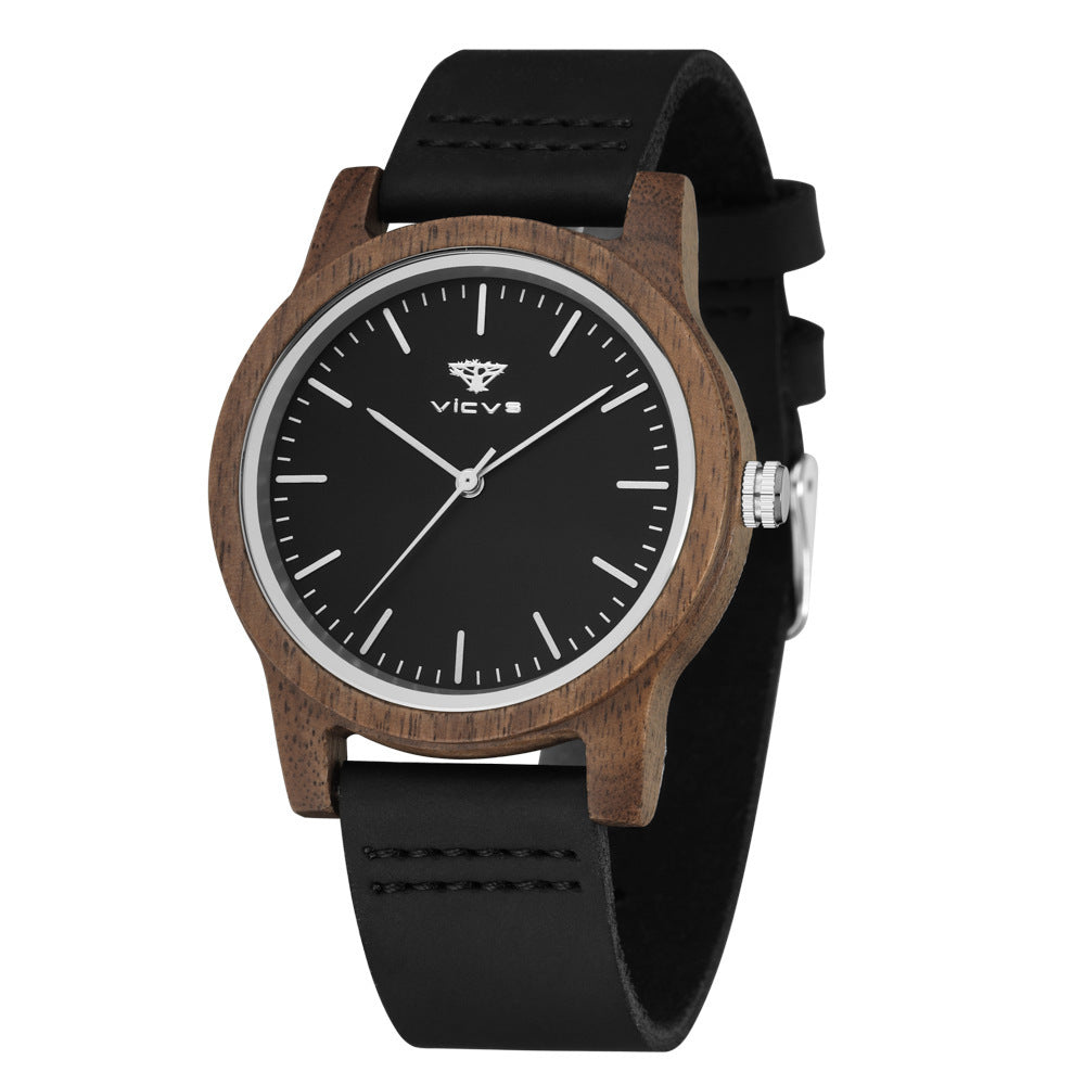 Reloj de cuarzo de madera Zebra Fashion